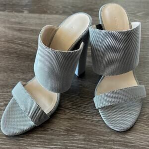 Emerson Fry Gray Canvas Block Heel Mule Sandals EU 37 US 6.5-7